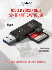 Resim Mabs Tech USB 3.0 Micro SD/TF Çoklu Kart Okuyucu Adaptör (Siyah) Kamera Hafızasından Fotoğraf Ve Veri Aktarma 