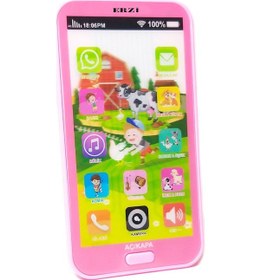 Resim Oyuncak Dokunmatik Cep Telefonu Türkçe Sesli 12 Fonksiyonlu Pembe 