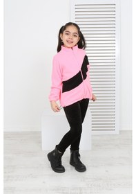 Resim Toontoy Kız Çocuk Blok Renkli Polar Hırka Pembe 