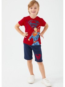 Resim Superman Heros Kırmızı Erkek Çocuk Bermuda Takım Kırmızı 