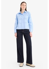 Resim DeFacto Regular Fit Desneli Poplin Uzun Kollu Gömlek Tunik F2724AX25SPBE40 