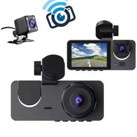 Resim Araç İçi Kayıt Cihazı Ön + İç + Arka Kamera Geniş Açı Ve Hd Görüntü Mobil Uygulama Destekli 