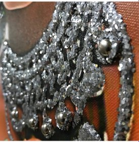 Resim Ayna Çerçeveli Kanvas Tablo Mavi Eşarplı Afrikalı Kadın 