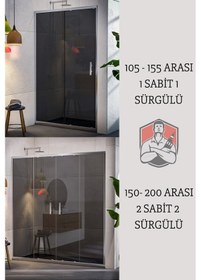 Resim Marka- 6 Mm Füme Temper Cam Duşakabin H:190 Özel Seri Krom Aksesuar İki Duvar Arası Diğer 