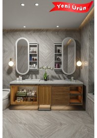 Resim Çok Amaçlı Aynalı Takı Dolabı Mdf Kapak - Beyaz - Oval Çerçeve 