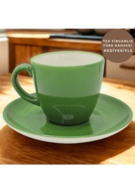 Resim Tulu Porselen Luna 6 Kişilik Porselen Fincan Takımı Yeşil 