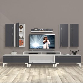 Resim Decoraktiv Ekoflex 8d Mdf Silver Tv Ünitesi Tv Sehpası - Beyaz - Antrasit 