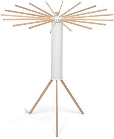 Resim Foppapedretti Ahtapot Myhome Çamaşır Askısı, Alüminyum/PVC/Ahşap Kayın, Beyaz, 112 x 112 x 121 cm, Reggiera Doğal Renk 