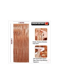 Resim Kapı, Duvar Ve Arka Fon Saçaklı Perde 1mt X 2mt - Rose Gold 