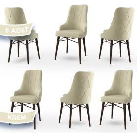 Resim Canisa Concept Neta Serisi Babyface Kumaş Ceviz Gürgen Ayak 6 Adet Yemek Odası Sandalye 