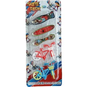 Resim Mercan Oyuncak 5 Parçalı Parmak Bisiklet ve Parmak Kaykay Seti 3 Kaykay 2 Bisiklet 