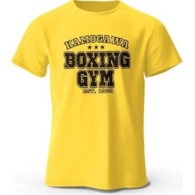 Resim Bolf Erkek Boks T-shirt - %100 Pamuk Vintage Spor Üstleri - Unisex Klasik Tees Altın 