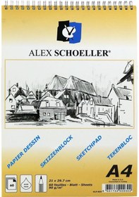 Resim Alex Schoeller A4 Spiralli Eskiz Defteri 60 Yaprak 90 Gram 