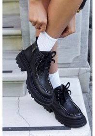 Resim Gabriela Siyah Deri Siyah Tabanlı Kadın Bot-siyah Deri Siyah 