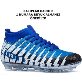 Resim Lion Çoraplı Bilekli Halısaha Krampon Çim Dişli Erkek Çocuk Futbol Ayakkabı 