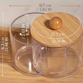 Resim Japon Tarzı Minimalist Çift Bölme Kutusu Pamuklu Çubuklar ve Makyaj Pamukları Saklamak İçin, Makyaj Masaları ve Banyolar İçin Uygun. 