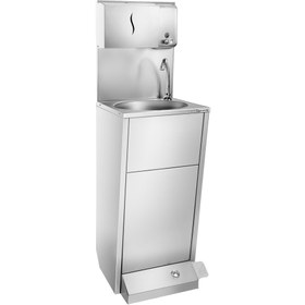 Resim Yıkama İstasyonu - Ayak Kumandalı, Peçete ve Sabun Dispenserli Paslanmaz Çelik Lavabo 