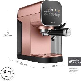 Resim Karaca Mycaffee Barista S20 Entegre Süt Hazneli Otomatik Espresso ve Latte Makinesi Copper 