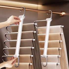Resim 1 adet Yer Tasarruflu Katlanabilir Pantolon Askısı - Dayanıklı Paslanmaz Çelik & Plastik, Dikişsiz, Kaymaz Tasarımlı Çok Fonksiyonlu - Kot Pantolon ve Giysilerin Kurutulması ve Saklanması İçin Mükemmel 