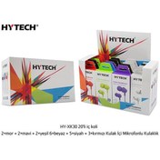 Resim Hytech HY-XK30 20'li iç koli + 2*mor + 2*mavi + 2*yeşil 6*beyaz + 5*siyah + 3*kırmızı Kulak İçi Mikrofonlu Kulaklık 