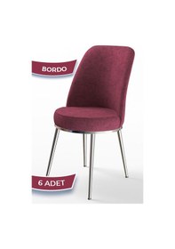 Resim Canisa Concept Canisa Dexa Serisi 1.sınıf Yemek Ve Mutfak Sandalyesi , 6 Adet , Bordo , Ayaklar Krom Sandalye Bordo Ayaklar Krom 