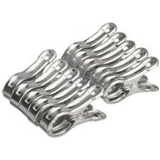 Resim Gümüş-giysi Mandalı 10 Adet Kıyafet Paslanmaz Çelik Plaj Havlusu Klipler Havlunuzun Üflemesini Önleyin Drop Shipping Yardımcı Clothespins 
