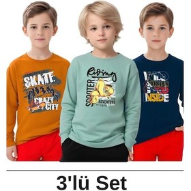 Resim Panios Kids 3'lü Crazy City-scotter-ınside Baskılı Erkek Çocuk Sweatshirt Çok Renkli 