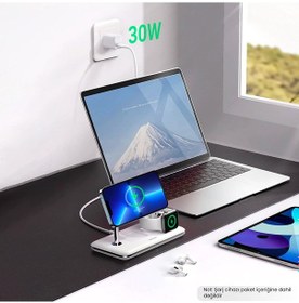 Resim Ugreen 3 Ü 1 Arada Apple Uyumlu iPhone Airpods iOS Watch Magsafe 25w Kablosuz Şarj Cihazı Stand 