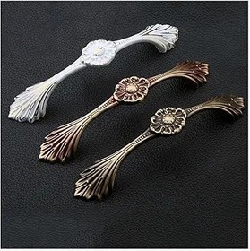 Resim JINYONGFA Bakır sap, Avrupa ve Amerikan sade şarap dolabı kitaplık çekmecesi elbise dolabı kapı kolu beyaz -96 mm delik mesafesi 