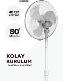 Resim KUMTEL Beyaz Vantilatör 16'' (3P) Ktf-290 