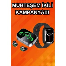 Resim Yeni Nesil Akıllı Saat ve Ucuz Kaliteli Bluetooth Kablosuz Kulaklık Amoled Ekran - KR0025-5MML48 