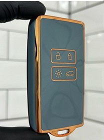 Resim Lüx Renault Clio E-tech Austral Megane E-tech 4 Buton Nano Anahtar Kılıfı Gri Gold Renk 