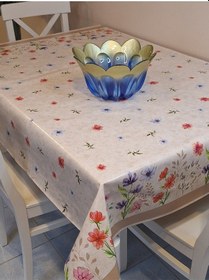 Resim Elyaflı Pvc Muşamba - Desenli Silinebilir Masa Örtüsü Gri Mrl122 Kahverengi 