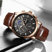 Resim Caven Denton Altın Siyah Lıge Deri Siyah Saat Erkekler Üst Marka Lüks Chronograph Askeri Kuvars Saatler Adam Için Su Geçirmez (Yurt Dışından) 