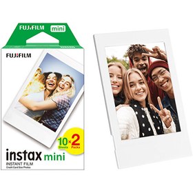 Resim Instax Mini 12 Makine Uyumlu 20'li Film ve Beyaz Fotoğraf Çerçevesi Fujifilm