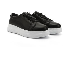 Resim Gönderi(R) Gönderi R Kadın Siyah Lastik Bağcıklı Comfort Dolgu Taban Hakiki Deri Sneaker Ddza80742359 Siyah 