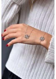 Resim Papatya Silver 925 Ayar Gümüş Kartanesi Kolye Bileklik Set 