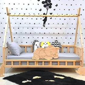 Resim Markaawm Ayıcıklı Montessori Yatak Ahşap Çocuk ve Bebek Karyola 90X190 