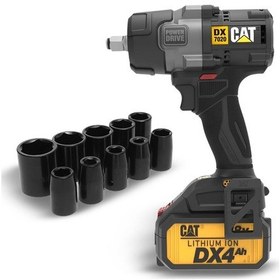 Resim Cat DX7020.1 18V 4.0AH Çift Akülü Kömürsüz 700/880NM Profesyonel Şarjlı Somun Sıkma + 10 Adet Lokma Ucu 