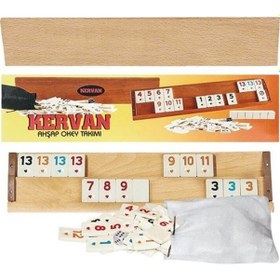 Resim Kervan Büyük Boy Vernikli Cilalı Ahşap Okey Takımı Seti 