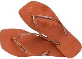 Resim Havaianas İnce Kare Simli Kadın Parmak Arası Terlik Renk: Turuncu; Beden: 41/42 