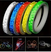 Resim Turcoshop11 Beyaz Kırmızı Reflektif Bisiklet Motosiklet Bandı Su Geçirmez Yapışkanlı Emniyet Şeridi 