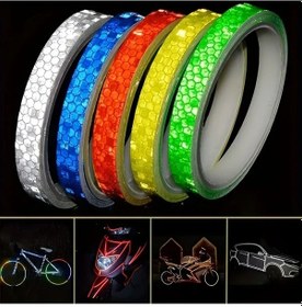 Resim Turcoshop11 Beyaz Kırmızı Reflektif Bisiklet Motosiklet Bandı Su Geçirmez Yapışkanlı Emniyet Şeridi 