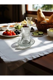 Resim Dik Dekorlu Ajda Çay Takımı 6 Kişilik 12 Parça 165 Cc Tabaklı & Bulaşık Makinesine Uygun Şeffaf 