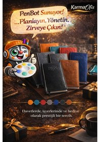 Resim Siyah Premium Deri Görünümlü Ajanda 14x20 Cm 7 Renk Seçenekli Sert Kapak Yönetici Planlayıcı Siyah 
