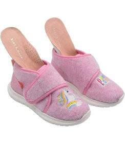 Resim Kids A More Rosy Unicorn Figürü Nakışlı Kız Çocuk Keçe Panduf Pembe 