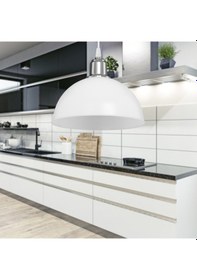 Resim Haus Yarım Küre Opak Beyaz Abs Krom Kuka Süslü Sarkıt Mutfak Salon Avize Kafe Kuaför Aydınlatma 