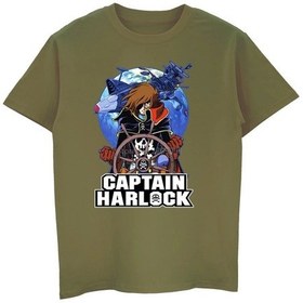 Resim Demlfen Anime Kaptan Harlock Pamuklu Kısa Kollu Tişört Erkek Hip Hop Streetwear Spor Üstleriblack Black 