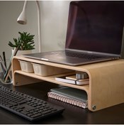 Resim IKEA Ahşap Ekran ve Monitör Yükseltici, Monitör Standı 2 Farklı Kullanım-52x26 cm 