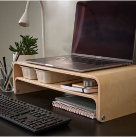 Resim IKEA Ahşap Ekran ve Monitör Yükseltici, Monitör Standı 2 Farklı Kullanım-52x26 cm 